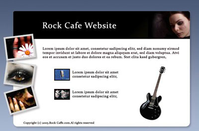 Rock Cafe Website Tutorial: Final Result (Click to enlarge)