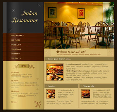Web Layout for Italian Restaurant Tutorial: Final Result (Click to enlarge)