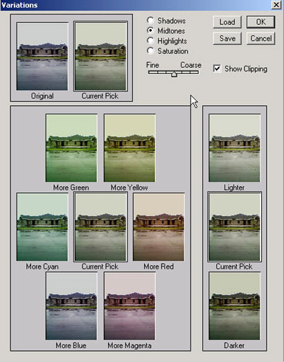 Different color corrections in Photoshop