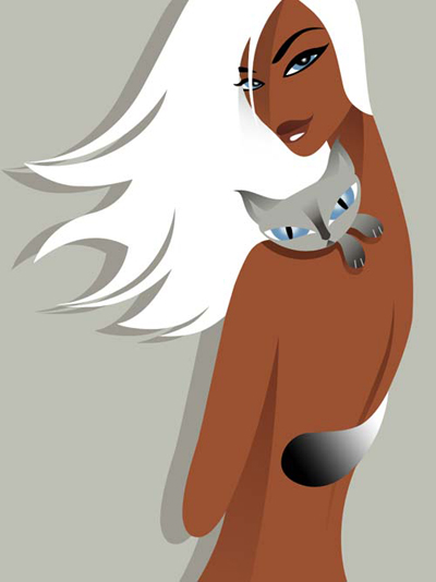 Designing the Girl With a Cat in Photoshop Tutorial: Final Result (Click to enlarge)