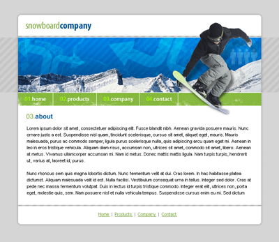 Design a Snowboard Website Tutorial: Final Result (Click to enlarge)