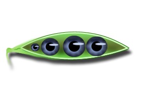Eyes in Green Pea Pod Tutorial: Final Result