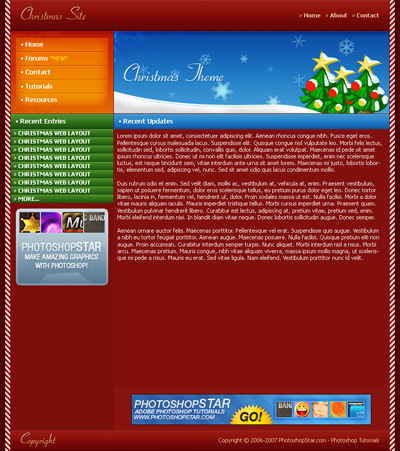 Christmas-Themed Web Layout Tutorial: Final Result (Click to enlarge)