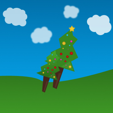 Drawing a Cartoon Christmas Tree Tutorial: Final Result