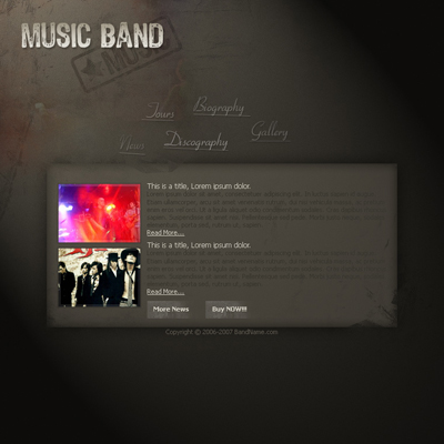 Band Website Template Tutorial: Final Result (Click to enlarge)