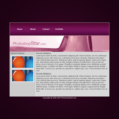 Personal Portfolio Template Tutorial: Final Result (Click to enlarge)