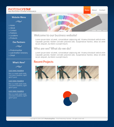Designing a Simple but Professional Website Design Tutorial: Final Result (Click to enlarge)