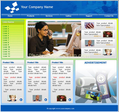 Corporate Look Website Home Page Tutorial: Final Result (Click to enlarge)