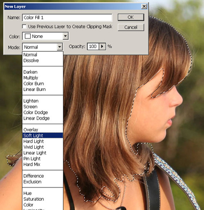 hair color. to select the hair color.