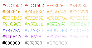 HEX code chart