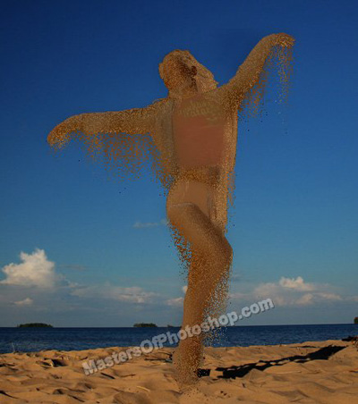 Turning a Woman into a Statue of Sand Tutorial: Final Result