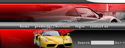 Designing a Cutting Edge Navigation Header for a Car Site Tutorial: Final Result