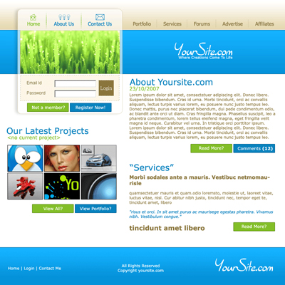 Web Design Layout #3 Tutorial: Final Result (Click to enlarge)