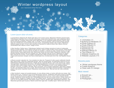 Winter Wordpress Theme Tutorial: Final Result (Click to enlarge)