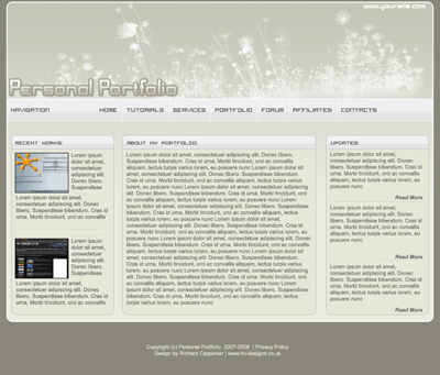 Portfolio Web Layout #3 Tutorial: Final Result (Click to enlarge)
