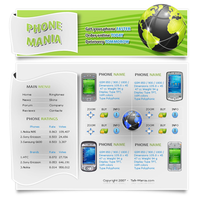 Mobile Phone Shopping Cart Layout Tutorial: Final Result (Click to enlarge)
