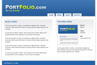 Blue Portfolio Layout Tutorial: Final Result (Click to enlarge)