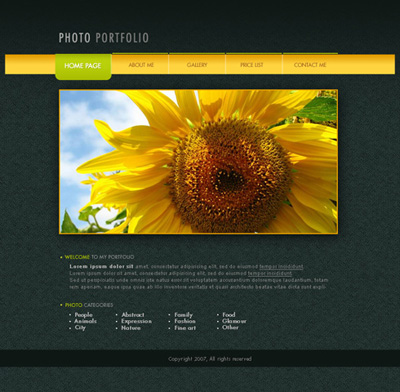 Photo Portfolio Web Page Layout Tutorial: Final Result (Click to enlarge)