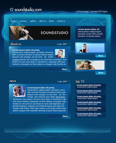 Sound System Studio Web Layout Tutorial: Final Result (Click to enlarge)