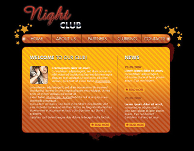 Web Layout for Night Club Tutorial: Final Result (Click to enlarge)
