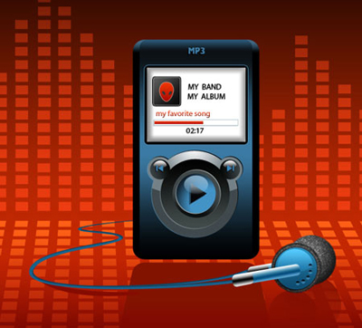 MP3 Player Illustration Tutorial: Final Result (Click to enlarge)