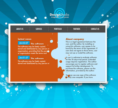 Graphic Design Studio Web Layout Tutorial: Final Result (Click to enlarge)