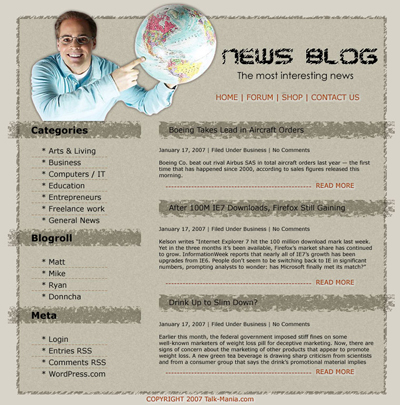 Blog Layout with Grunge Style Tutorial: Final Result (Click to enlarge)