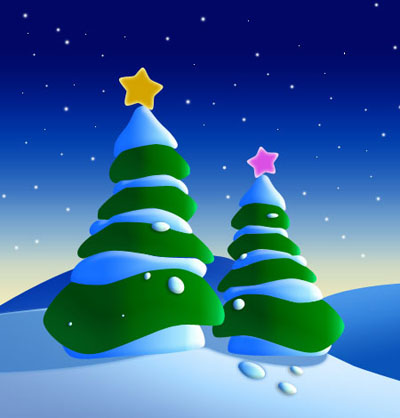 Drawing Christmas Trees Tutorial: Final Result