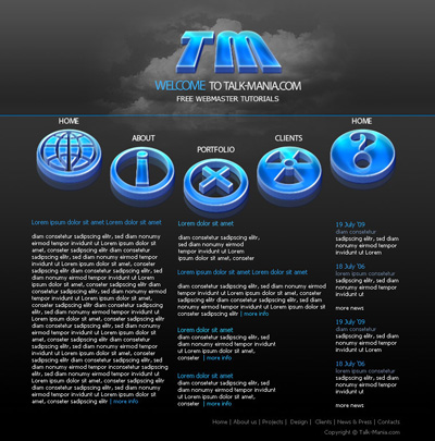 Personal Page with Glossy 3D Icons Tutorial: Final Result (Click to enlarge)