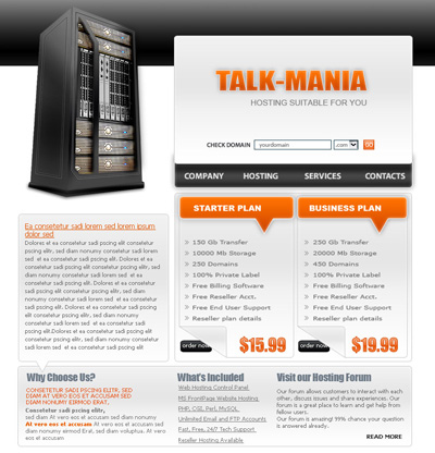 Professional Clean Hosting Layout Tutorial: Final Result (Click to enlarge)