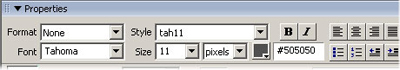 Dreamweaver Properties Panel