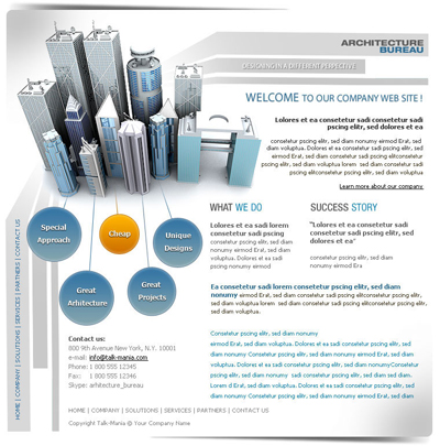 Arhitecture Bureau Layout / Real Estate Website Tutorial: Final Result (Click to enlarge)