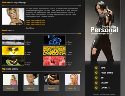 Portfolio Web Layout #2 Tutorial: Final Result (Click to enlarge)