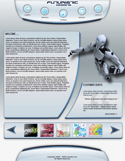 Futuristic Web Layout Tutorial: Final Result (Click to enlarge)