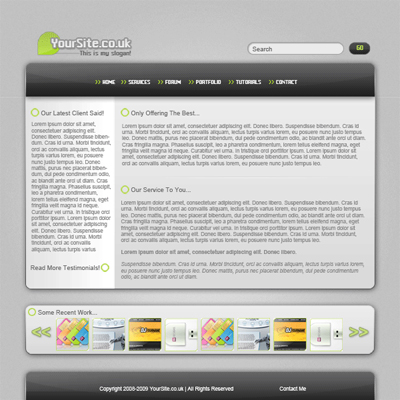 Web Design Layout #5 Tutorial: Final Result (Click to enlarge)