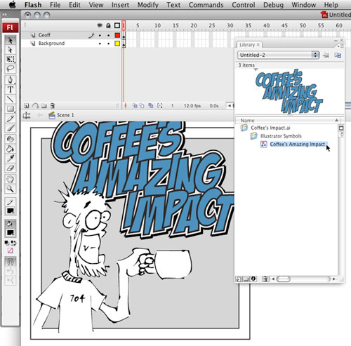 Handlin' Photoshop and Illustrator Content in Flash Tutorial: Final Result