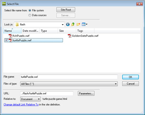 Adding Flash Files to a Webpage in Dreamweaver image 5
