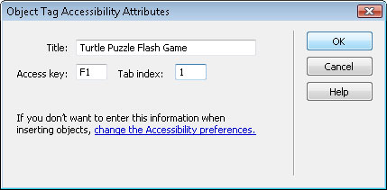 Adding Flash Files to a Webpage in Dreamweaver image 6