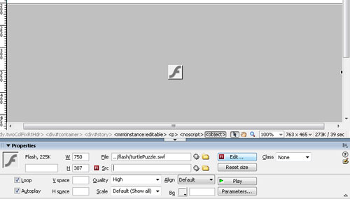 Adding Flash Files to a Webpage in Dreamweaver image 7