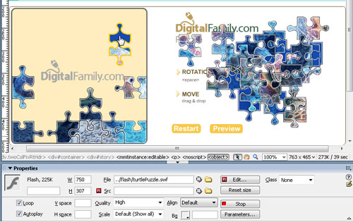 Adding Flash Files to a Webpage in Dreamweaver image 9