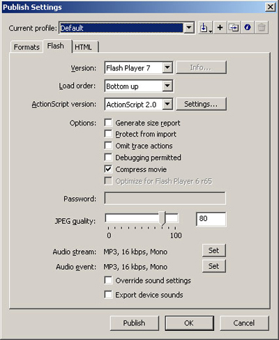 Publish Settings