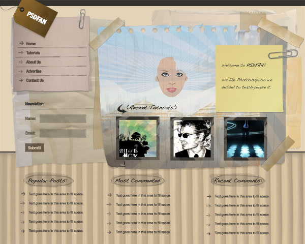 Design a Unique Grungy Website Layout Tutorial: Final Result (Click to enlarge)