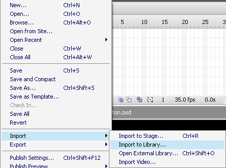 Importing Images in to Adobe Flash image 12