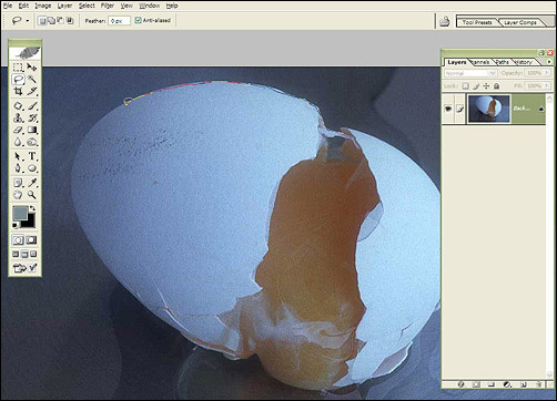 Making of 'Thinking Egg Broken' image 2