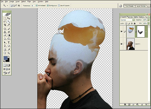 Making of 'Thinking Egg Broken' image 7