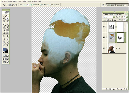 Making of 'Thinking Egg Broken' image 8