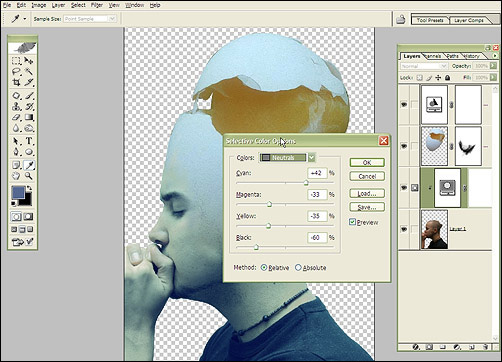 Making of 'Thinking Egg Broken' image 9