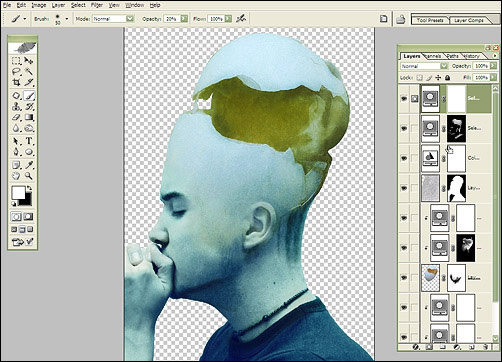 Making of 'Thinking Egg Broken' image 15
