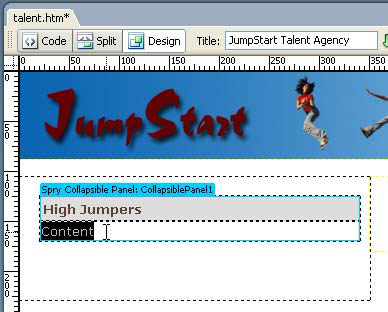 Creating Collapsible Panels with Spry in Dreamweaver image 5
