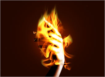 Making of Flaming Hand Tutorial: Final Result (Click to enlarge)